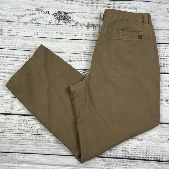Ruff Hewn Work Pants Mens 38x31 Beige Tan Double Knee Workwear Canvas - Picture 1 of 9
